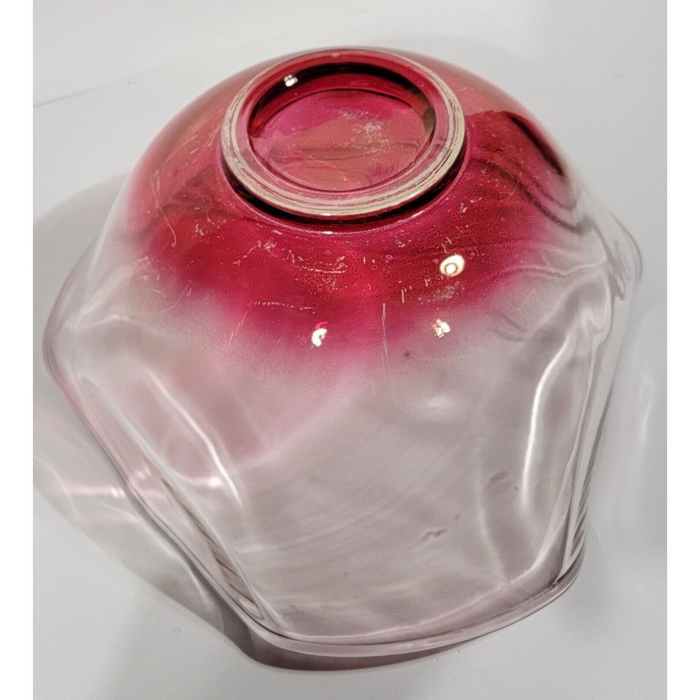 Vintage Anchor Cranberry Pink Flash Glass Bowl 9" Wide 5" Tall - Picture 7 of 7